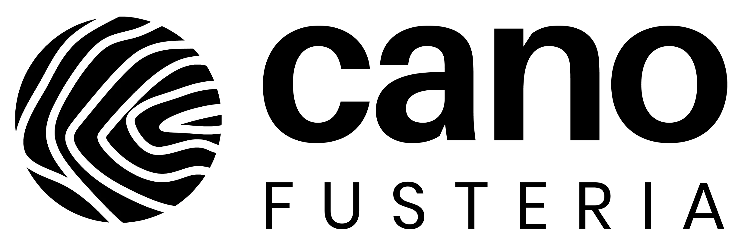 Logotipo de Cano Fusteria con un diseño abstracto de vetas de madera, ideal para servicios de carpintería y proyectos de made
